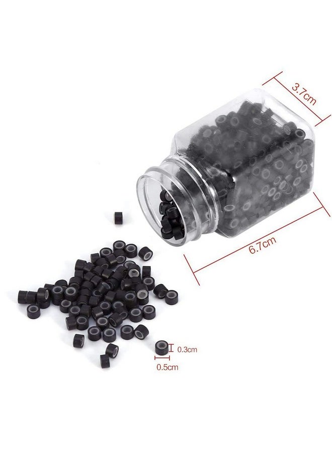 Yesurprise Yesurprise 1000 Silicone Micro Link Rings 5mm Lined Beads for Hair Extensions Tool Black ââ‚¬¦  - Image 3
