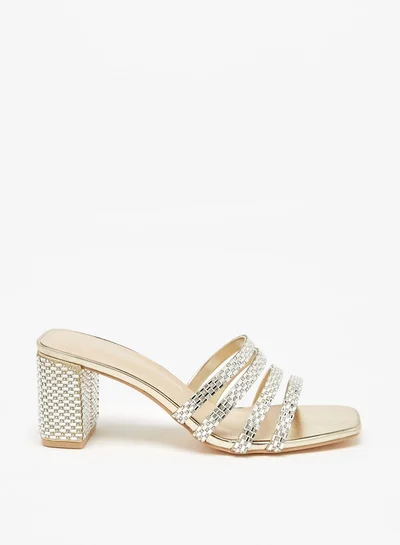 فلورا بيلا من شو إكسبرس Women's Embellished Slip-On Sandals With Block Heels
