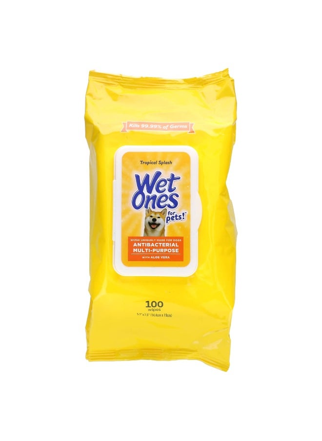 Wet Ones - Wet Ones, For Pets!, Antibacterial Multi-Purpose Wipes, For Dogs, Tropical Splash, 100 Wipes - Image 1