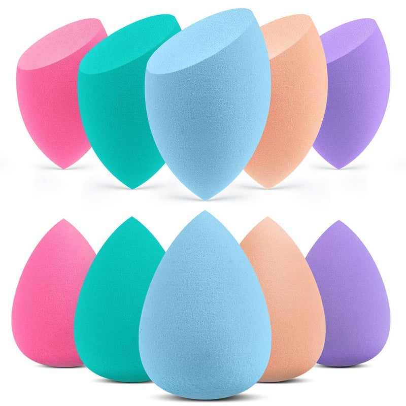 Fennec Mart 10 Pcs Makeup Sponge Blender Set Beauty Cosmetic Foundation Blending Flawless for Liquid Cream and Powder MultiPurpose Cosmetic Applicator Puff MULTI COLOUR - Image 1