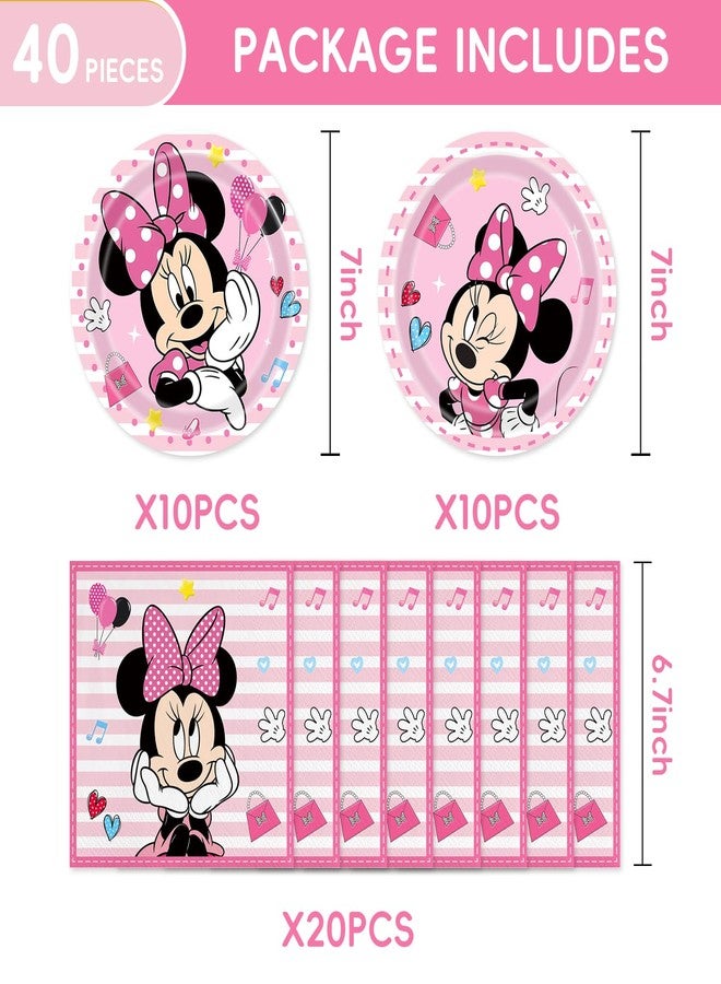OMTO 40Pack Minnies Birthday Party Supplies include 20 plates, 20 napkins for Minnies party Decoration - Image 4