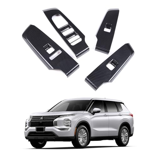 Qiosreui Window Lift Switch Panel Trim Cover for Mitsubishi Outlander 2022-2025 Accessories, Car Doors Armrest Window Control Switch Decorative Frame Sticker, ABS (Glass Lift Switch) - Image 1