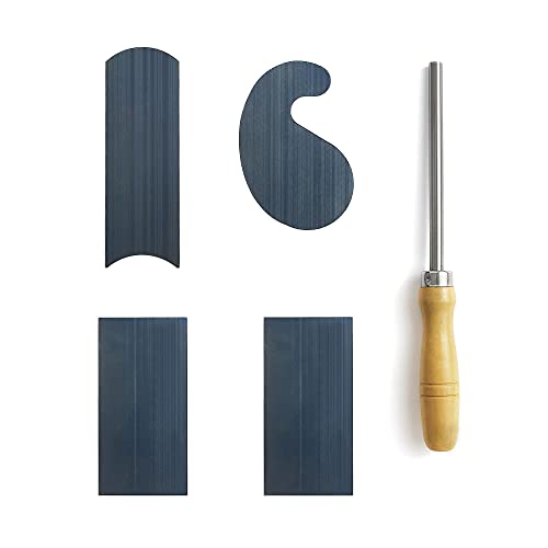 HERMIT TOOLS Cabinet Scraper Burnisher with 4 Piece Multi-Shaped Scraper Set 2 Rectangle 1 Curved (Convex and Concave) and 1 Gooseneck Scraper - Image 1