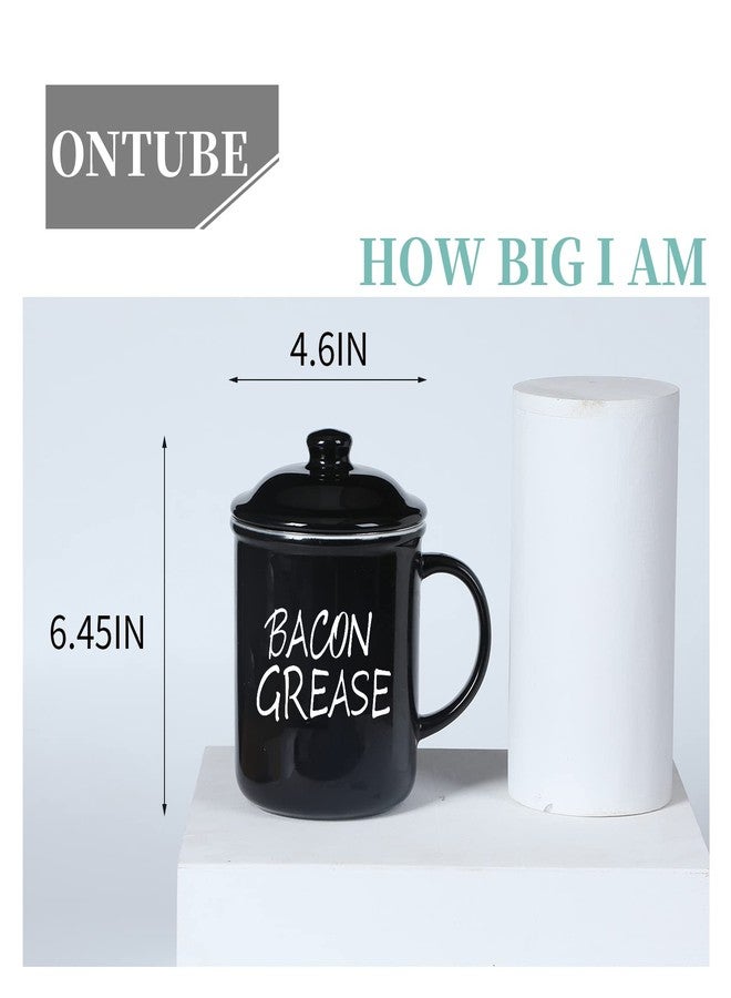 ONTUBE Ceramic Bacon Grease Container Keeper with Strainer (Black) - Image 4