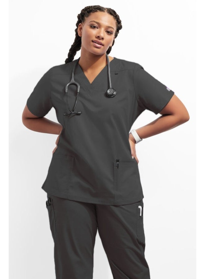 Loquat Womens Medical Scrubs Set Medical Uniform Set Black - Image 1