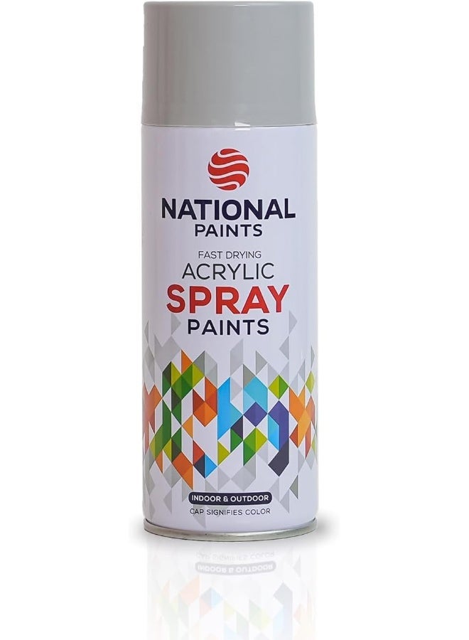 National Paints Fast Drying Acrylic Spray Paint, Premium Multi Surface Paint, Durable Finish, Easy to Use -  Light Grey 104 -400ML - Image 1