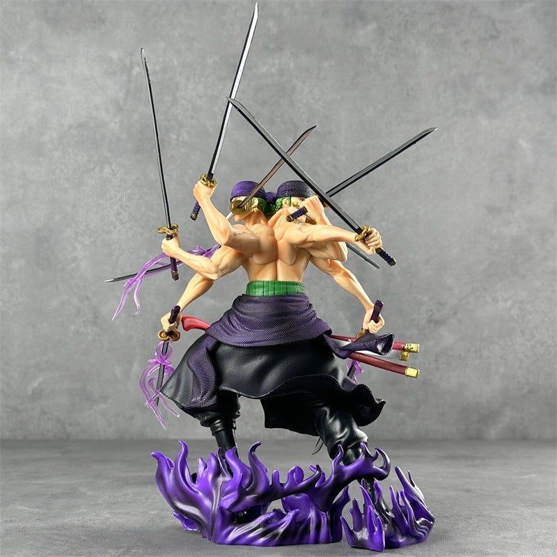 One Piece Zoro Battle Nine Sword Style Asura Three Heads Six Arms Anime Figure Model - Image 4
