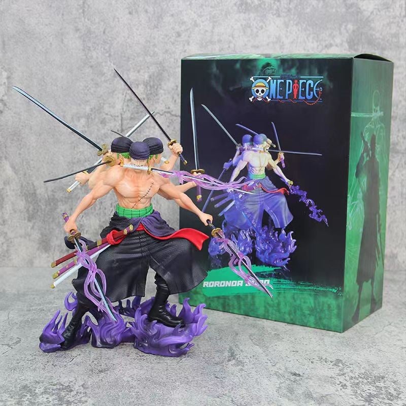 One Piece Zoro Battle Nine Sword Style Asura Three Heads Six Arms Anime Figure Model - Image 2