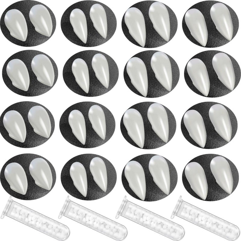 Tavery 16 Pairs Vampire Teeth for Cosplay4 Size Fake Fangs with 4 Tube Solid Adhesive for Halloween Props Anime Party Dress Up Costume Masquerade Accessory Gift for Christmas Party - Image 2