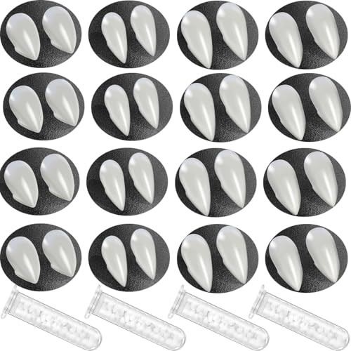 Tavery 16 Pairs Vampire Teeth for Cosplay4 Size Fake Fangs with 4 Tube Solid Adhesive for Halloween Props Anime Party Dress Up Costume Masquerade Accessory Gift for Christmas Party - Image 1