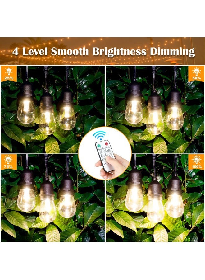 Mlambert 2 Pack Each 48FT 3-Color in 1 Solar String Lights Outdoor,Solar Patio Lights Dimmable with Remote,30+5 Waterproof Shatterproof LED Bulbs,Outdoor/Indoor Solar String Lights for Café Yard - Image 3