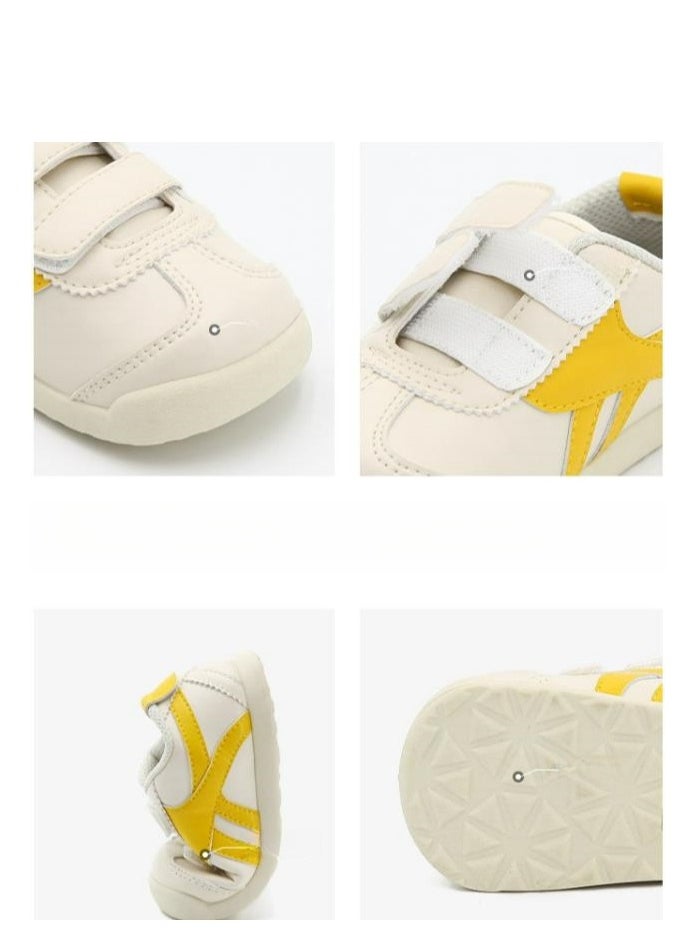 TS - Spring And Autumn Children's Microfiber Velcro Canvas Shoes Color Blocked Lightweight Baby Shoes - Image 1