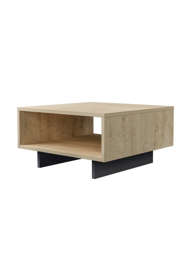 Mourah Home Hola Modern Square Coffee Table Centre Table For Living Room Office Industrial Sofa Table| For Small Spaces Living Room Bedroom|32X60X60Cm | Oak/Dark Grey- 2 Years Warranty - Image 4