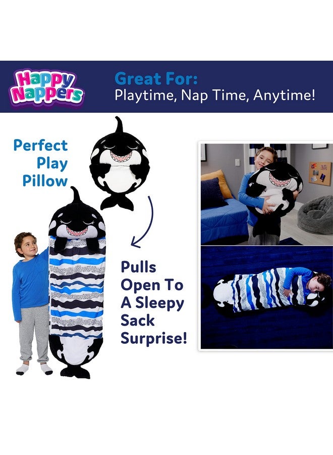 Happy Nappers Pillow & Sleepy Sack Comfy Cozy Compact Super Soft Warm All Season Sleeping Bag With Pillow Medium 54” X 20” Shark - Image 3