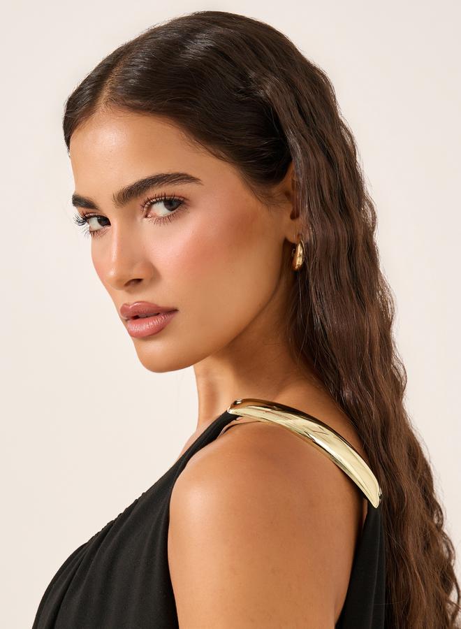 Styli Gathered Black Maxi Dress  - Image 4