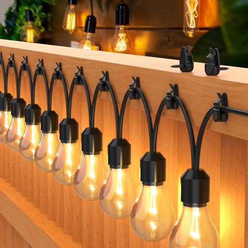 Lewufe Outdoor String Lights Clips, Weatherproof Cable Hanger Hooks for Hanging Fairy Lights, Holiday Decor - Black, 50 Pack - Image 2