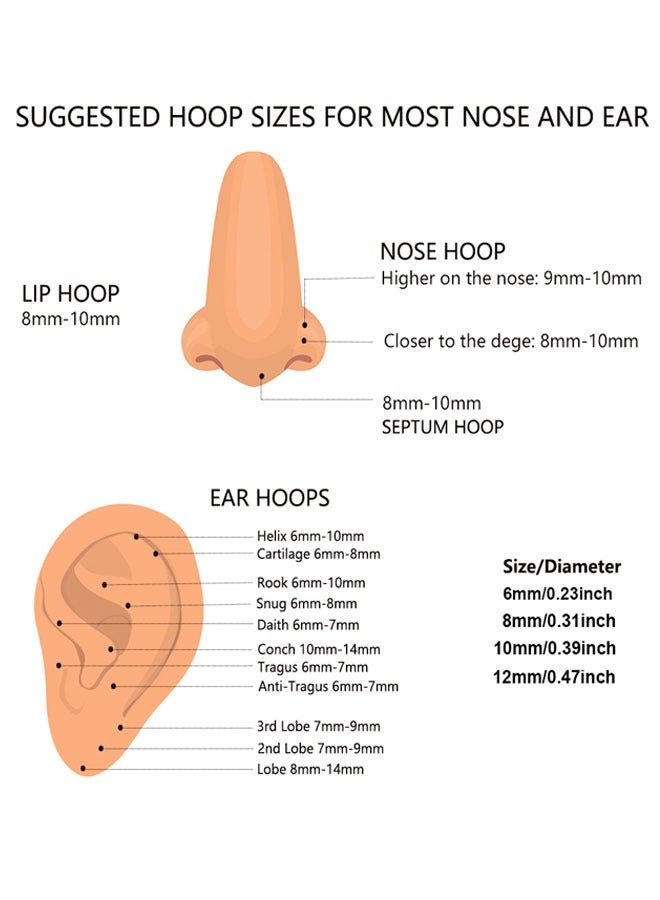 HAWAWA 4 Pairs Small Hoop Earrings Stainless Steel 6mm/8mm/10mm/12mm Hypoallergenic Earrings Cartilage Helix Lobes Hinged Sleeper Tiny Hoop Nose Earrings Body Piercing Jewelry 1.6mm/14G Silver - Image 3