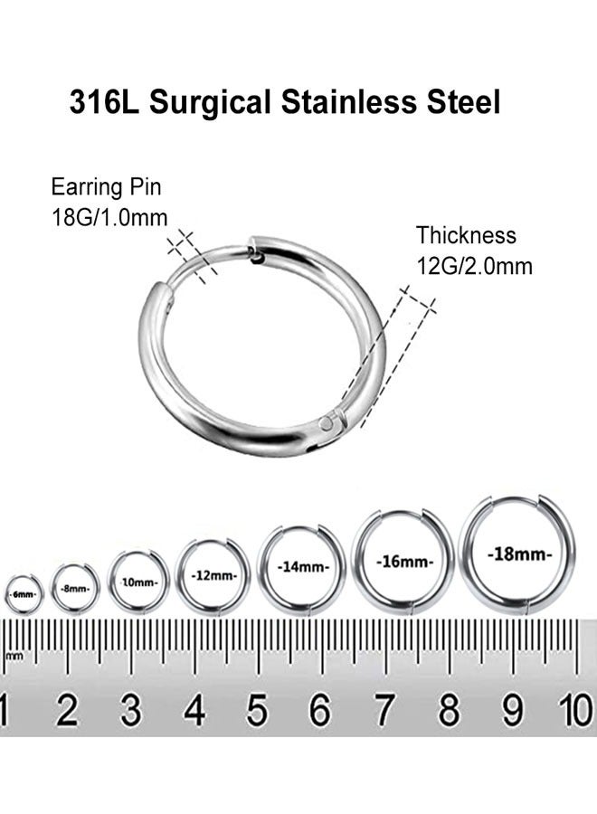 HAWAWA 4 Pairs Small Hoop Earrings Stainless Steel 6mm/8mm/10mm/12mm Hypoallergenic Earrings Cartilage Helix Lobes Hinged Sleeper Tiny Hoop Nose Earrings Body Piercing Jewelry 1.6mm/14G Silver - Image 4