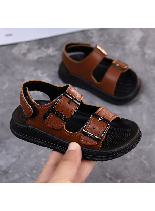 Boys Sandals Summer Children's Beach Shoes 1-15 Years Old Fashion Sports Non-slip Wear-resistant Big Children's Leather Sandals