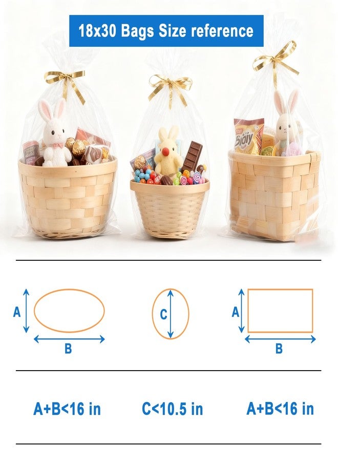 Arsmat Large Clear Cellophane Gift bags, 10 Pack 18"X30" Cellophane Wrap for Gift Baskets, 1.5 Mil Thick Clear Basket Bags - Image 3