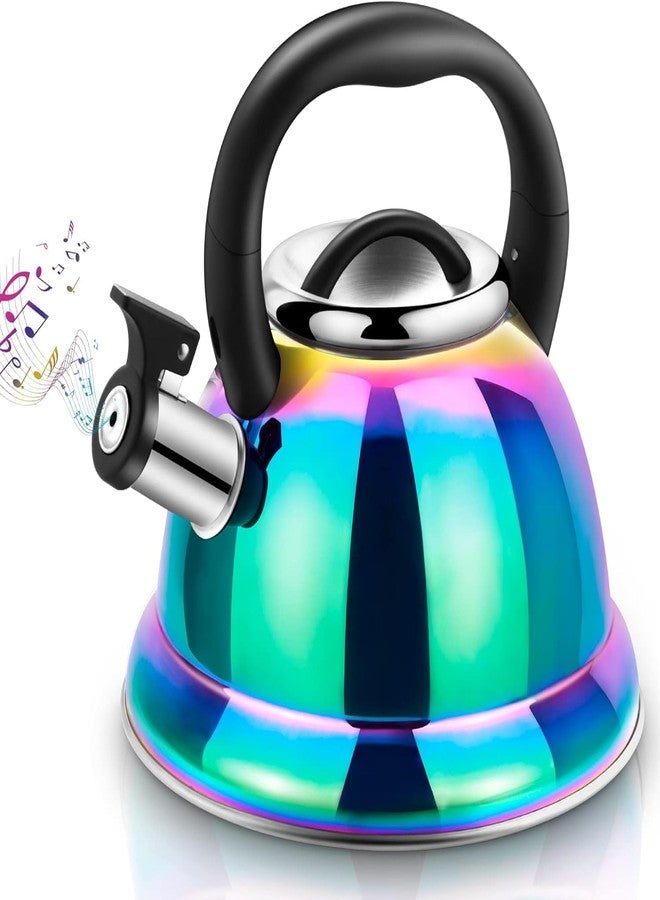 Weftnom Tea Kettle, Kettle 3.7QT, Tea Pot Whistling 316 Stainless Steel, Tea Kettle Stovetop with Cool Folding Handle, Kettle Teapot Rainbow Induction for Boiling Water, Mirror Finish - Image 1