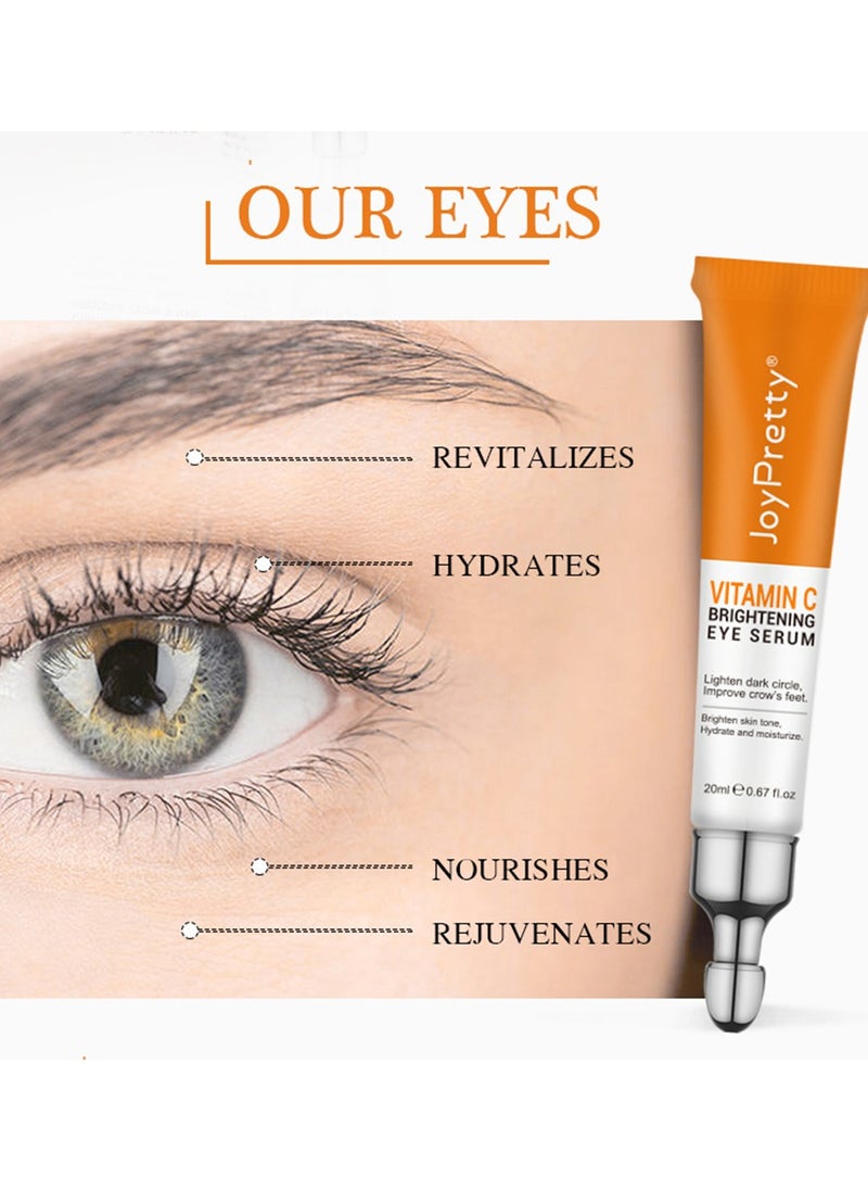 Vitamin C Brightening Eye Serum,Brightening Anti-Aging Eye Moisturizer,Remove Dark Circles Puffiness Under Eye Bags Fine Line,Reduce Wrinkle 20ml