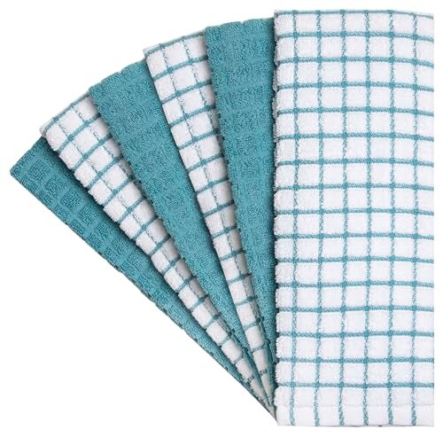 Bumble Towels Bumble Kitchen Towels | 100% Cotton Dish Towels with Hanging Loop | 16"x 28" | 380GSM | Absorbent Kitchen Towel Set | 6 Pack, Aqua - Image 2