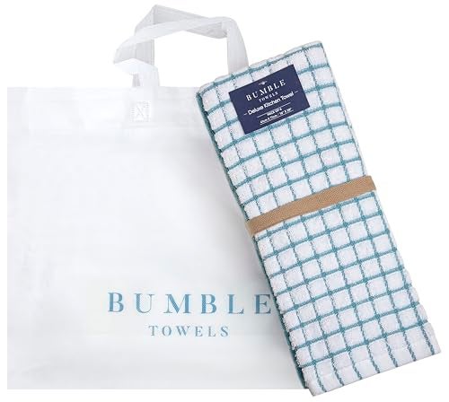 Bumble Towels Bumble Kitchen Towels | 100% Cotton Dish Towels with Hanging Loop | 16"x 28" | 380GSM | Absorbent Kitchen Towel Set | 6 Pack, Aqua - Image 5