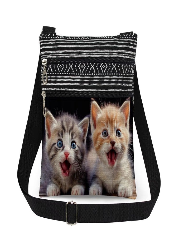 XiaoGalaee Cute Cat Crossbody Bag Travel Double-layer Zipper Adjustable Shoulder Strap Messenger Bag Birthday Gift for Cat Lover Holiday Present for Friend Sister Him​​ - Image 1