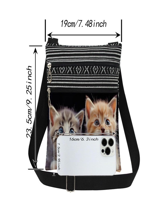 XiaoGalaee Cute Cat Crossbody Bag Travel Double-layer Zipper Adjustable Shoulder Strap Messenger Bag Birthday Gift for Cat Lover Holiday Present for Friend Sister Him​​ - Image 2