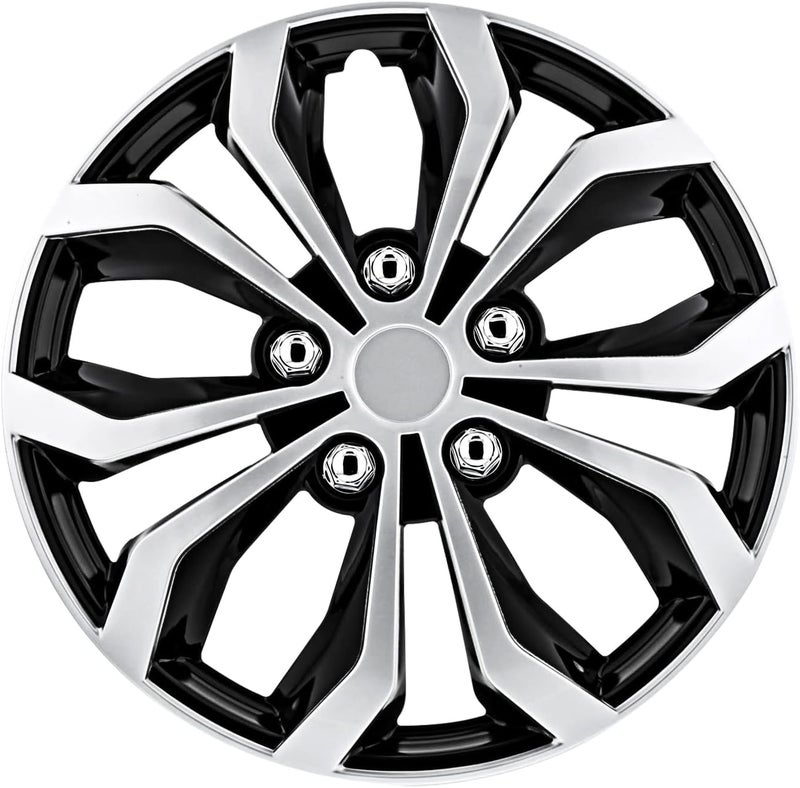 Pilot Automotive WH553-15S-BS Black/Silver 15 Inch 15" Spyder Performance Wheel Cover | Fits Toyota Volkswagen VW Chevy Chevrolet Honda Mazda Dodge Ford and Others, 4 Count (Pack of 1) - Image 1
