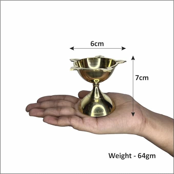 ROLIMOLI 5 Face Brass Diya for Mandir Diwali Festival Oil Lamp for Daily Diwali Pooja Charmukhi Diya Size02 Pack of 1 - Image 2