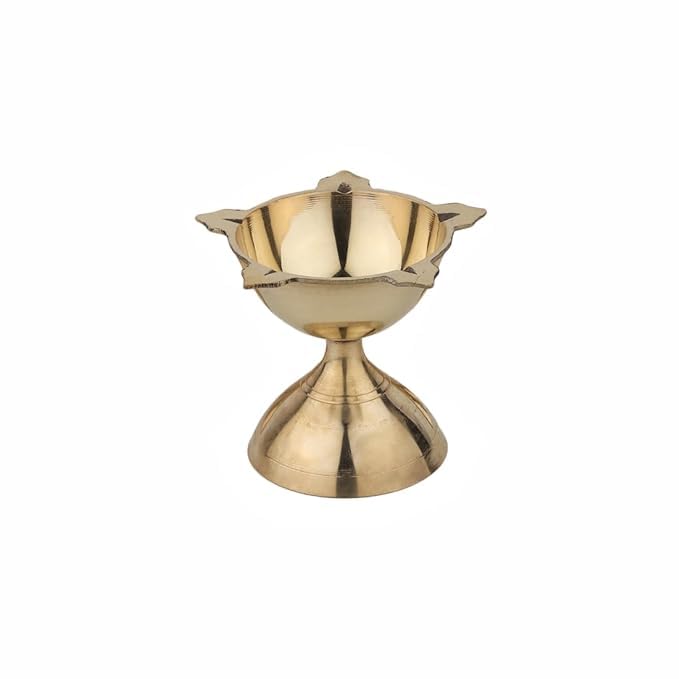ROLIMOLI 5 Face Brass Diya for Mandir Diwali Festival Oil Lamp for Daily Diwali Pooja Charmukhi Diya Size02 Pack of 1 - Image 1