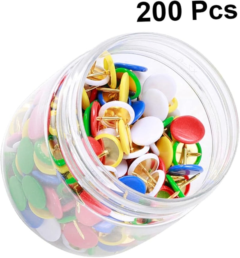 Tehaux 200 قطعة دبابيس معدنية دفع للخرائط لوحات ديكور المنزل المكتب فضي - Image 4