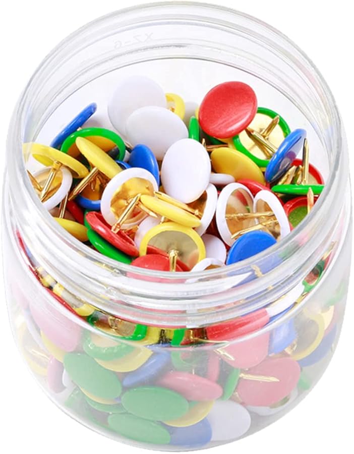 Tehaux 200 قطعة دبابيس معدنية دفع للخرائط لوحات ديكور المنزل المكتب فضي - Image 1