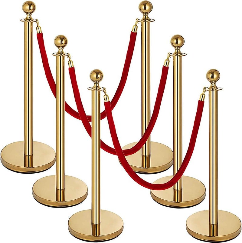 klarako59/78.7/118.1 inches Barrier Rope Crowd Control Stanchion Queue Velvet Rope with Gold Color Plated Hooks klarakoas described+as described, Red 78.7 inch - Image 4