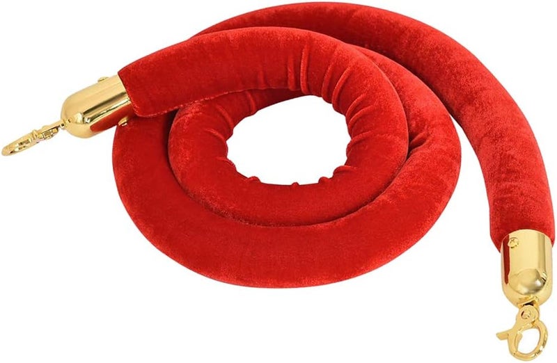 klarako59/78.7/118.1 inches Barrier Rope Crowd Control Stanchion Queue Velvet Rope with Gold Color Plated Hooks klarakoas described+as described, Red 78.7 inch - Image 1