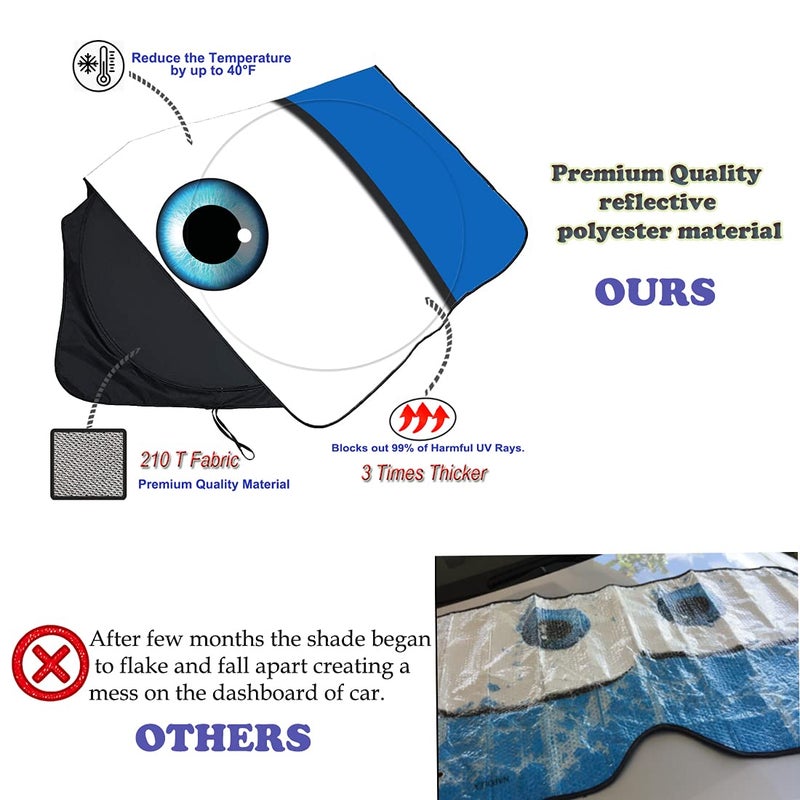 Güvenç Gven Windshield Sun Shade 2025 Windshield Cover Sun Visor Automotive Interior Sun Protection Front Window Car Eyes Protector Blocks UV Rays Keep Your Vehicle Cool (Blue,L) - Image 5