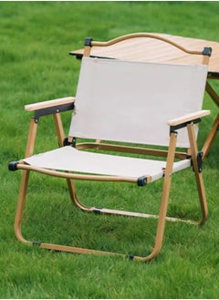 LANNYHOME Jeffcoco Furniture Camping Folding Ultralight Chair for Outdoor Hiking,Backpacking Chair with Aluminum Bracket Stable Collapsible Camp with Wooden Handle ,Fishing,Picnic,Travel(Beige 1 piece)  - Image 1