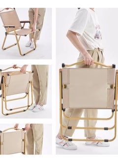 LANNYHOME Jeffcoco Furniture Camping Folding Ultralight Chair for Outdoor Hiking,Backpacking Chair with Aluminum Bracket Stable Collapsible Camp with Wooden Handle ,Fishing,Picnic,Travel(Beige 1 piece)  - Image 2