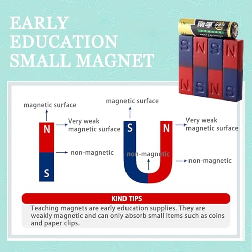 eS³kube Educational Long Alnico small Magnet with North South Identified for Students, Teachers, Science education - 2Pcs - Image 2