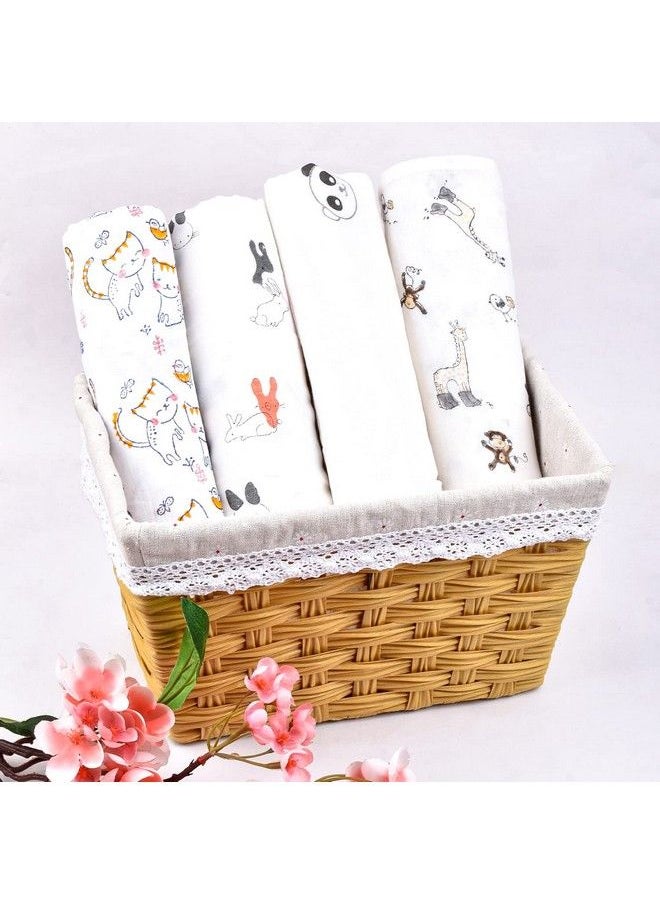 MOM'S HOME Organic Cotton Baby Muslin Swaddle 0 12 Months Pack Of 4 Panda Cat Rabbit Elephant  - Image 3