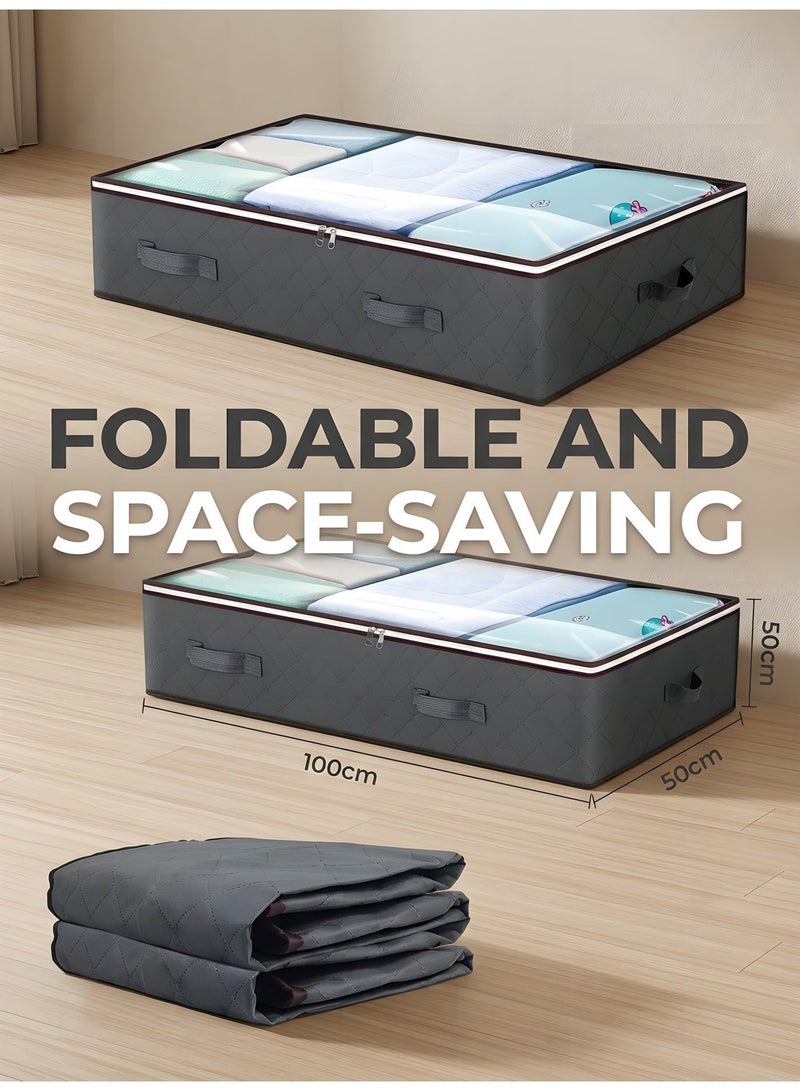 Beauenty 2Pack Clothes Storage Bag Organizer,100L Large Capacity Organizer,Under Bed Storage Bags,Blanket Storage Containers Organizers,Reinforced Handle,Foldable,Storage Bins,For Home Storage - Image 5