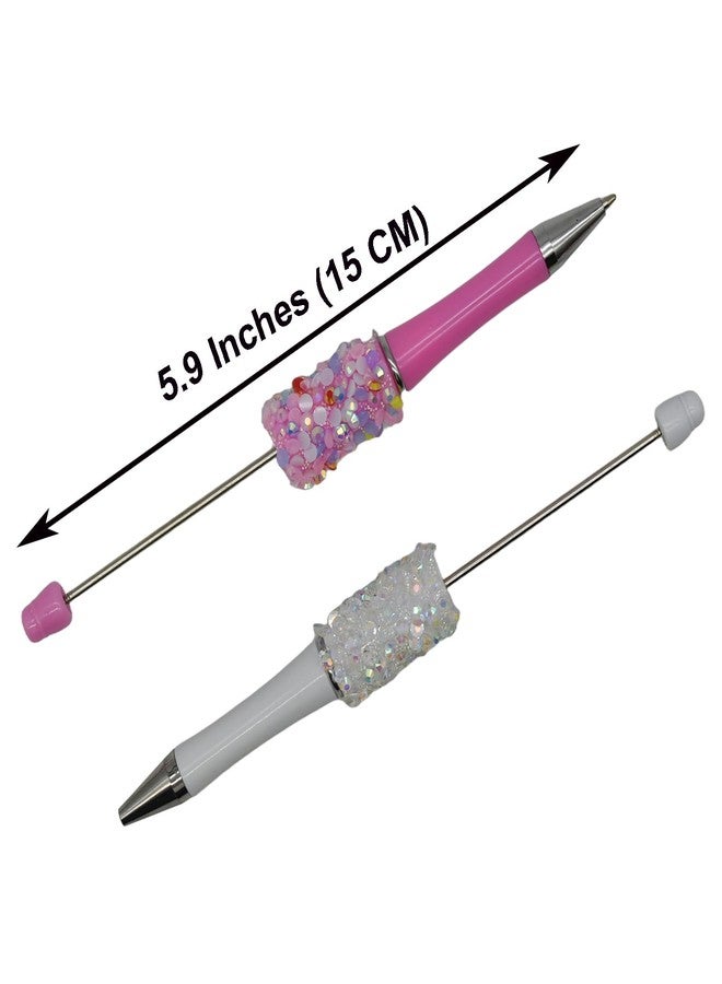 Maydahui 36 PCS Petal Glitter Beadable Ballpoint Pens Retractable Diamond Bead Pen Plastic Handmade DIY Bling Pens Cool Shaft Beaded Pen Black Ink for DIY Making Party Office (Beads Not Included) - Image 2