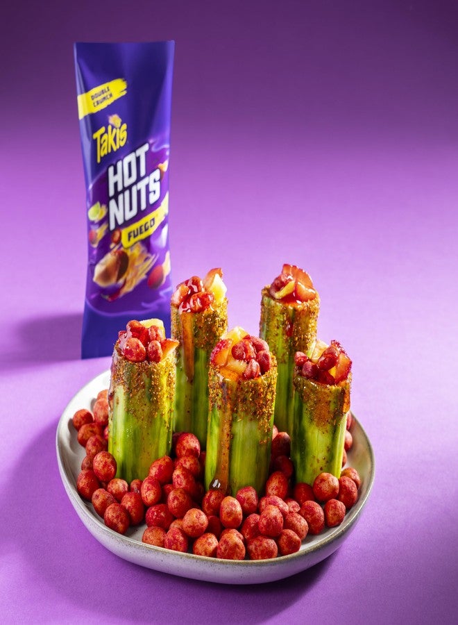 Taki's Takis Fuego Hot Nuts 12 pc / 3.2 oz Snack Size Box, Hot Chili Pepper & Lime Flavored Extreme Spicy Double-Crunch Peanuts - Image 5
