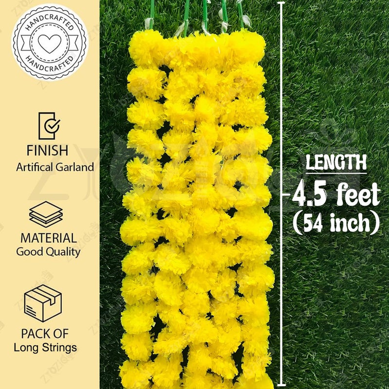 Zyozique Zyozique® Artificial Marigold Garland Flowers & Mehndi Hanging Board | Mehndi Decoration Combo | Decorations for Home, Outdoor, Garden | Backdrop Decorations Items (Pack of 16)  - Image 3