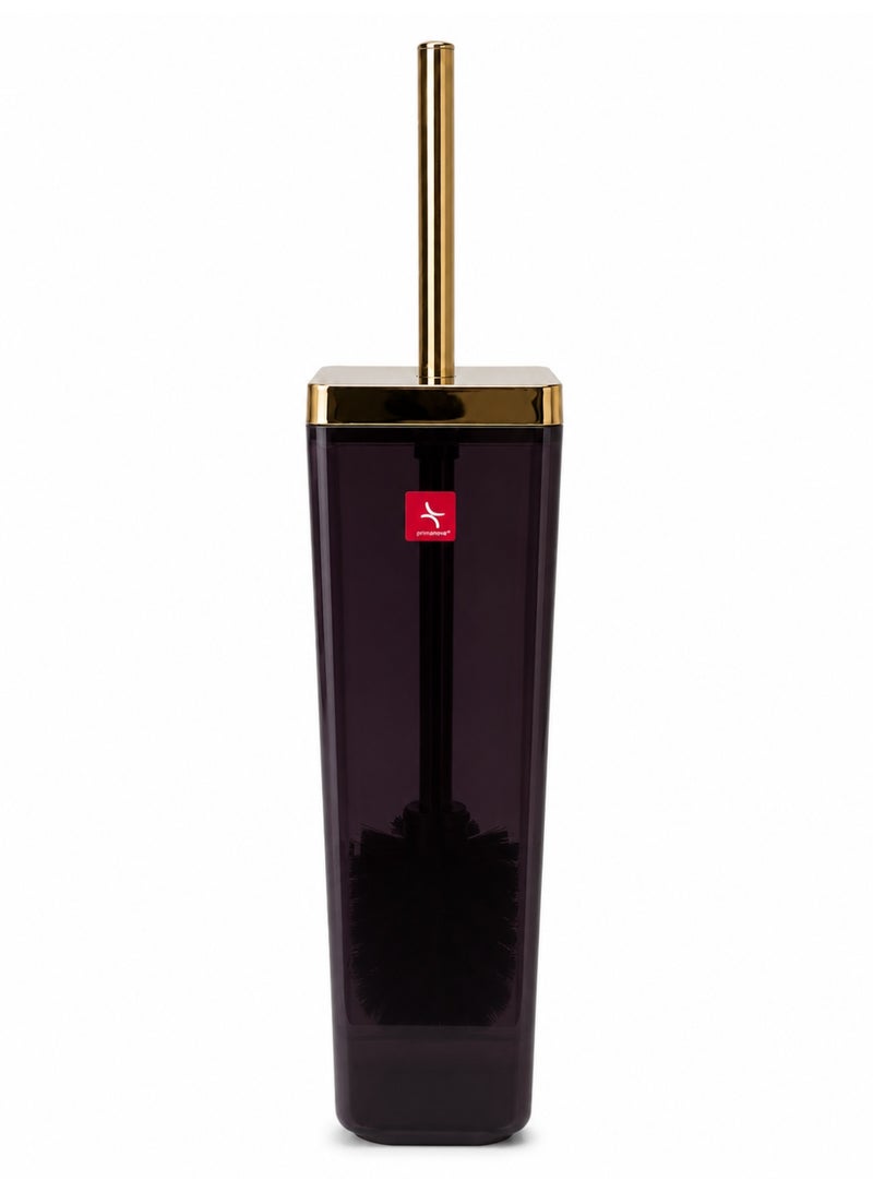 Primanova Toilet Brush with Holder Acrylic Gold-Tone Handle Compact Bathroom Cleaning Set for Home Hotel & Commercial Bathrooms 10 × 10 × 39 cm (Black/Gold) - Image 1