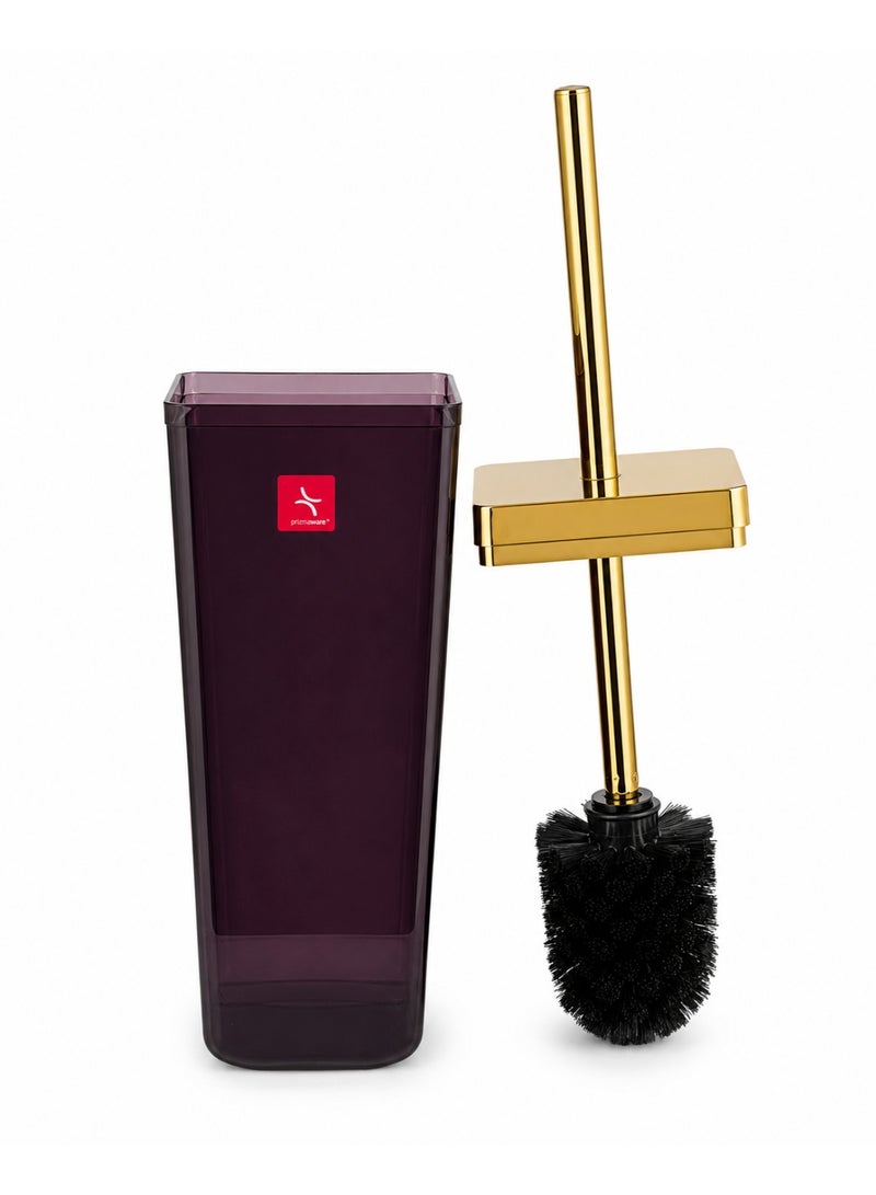 Primanova Toilet Brush with Holder Acrylic Gold-Tone Handle Compact Bathroom Cleaning Set for Home Hotel & Commercial Bathrooms 10 × 10 × 39 cm (Black/Gold) - Image 2