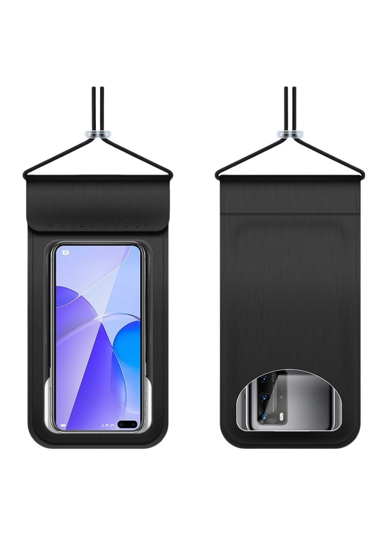 CityRiya-Long IPX8 Certified 30M Heavy Rainproof Phone Pouch for Food Delivery Riders - Sealed Transparent Touch Screen Case with Reflective Lanyard & Bike Mount Compatibility - Fit iPhone 16/15/14, Galaxy S25/S24 - Up to 7.2" Screen - Durable PVC, Shockproof & Anti-Scratch - 2 Pack（Black-7.2inch,FLL007111）  - Image 1