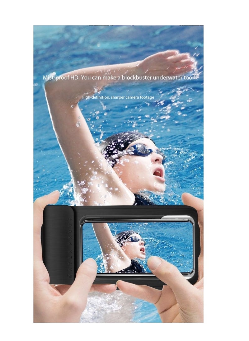 CityRiya-Long IPX8 Certified 30M Heavy Rainproof Phone Pouch for Food Delivery Riders - Sealed Transparent Touch Screen Case with Reflective Lanyard & Bike Mount Compatibility - Fit iPhone 16/15/14, Galaxy S25/S24 - Up to 7.2" Screen - Durable PVC, Shockproof & Anti-Scratch - 2 Pack（Black-7.2inch,FLL007111）  - Image 5
